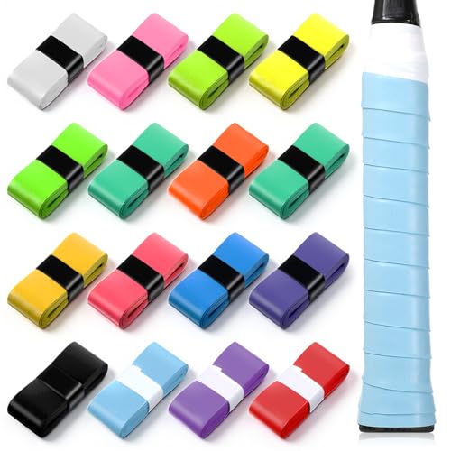 Xelsluthe Tennis Wrap Grip Tape, 16 Pack Tennis Racket Grip Tape, Tennises Overgrip Tapes, Badminton Grips Tapes, PU Anti-Slip Overgrip Precut Handle Wrap for Pickleball, Badminton
