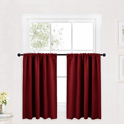 RYB HOME Decor Short Curtains Tiers for Half Window Kitchen Curtains, Insulated Drapes