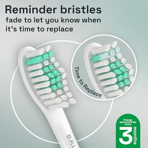 Image of Brushmo e-Series Total Clean Replacement Toothbrush Heads, Compatible with Philips Sonicare Screw-on Electric Toothbrush Handles, 6 Standard Heads, Medium Firm Dupont Bristles, BM726-bw, White