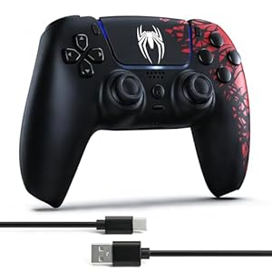 Toxfla Controlador inalámbrico para controlador P5, con doble vibración/sensor de movimiento/captura de pantalla/conector de audio de 0.138 in, compatible con consola PS5/Pro/Slim