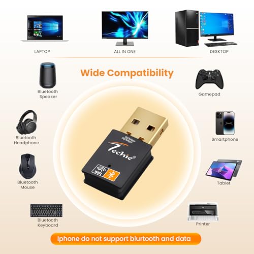 Image of Techie USB Wi-Fi Adapter 600Mbps with Bluetooth 4.2 Dual Band USB 2.0