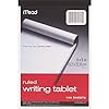 Mead 6 x 9 Inch 100-Sheet White Ruled Writing Tablet Notepad (70102)