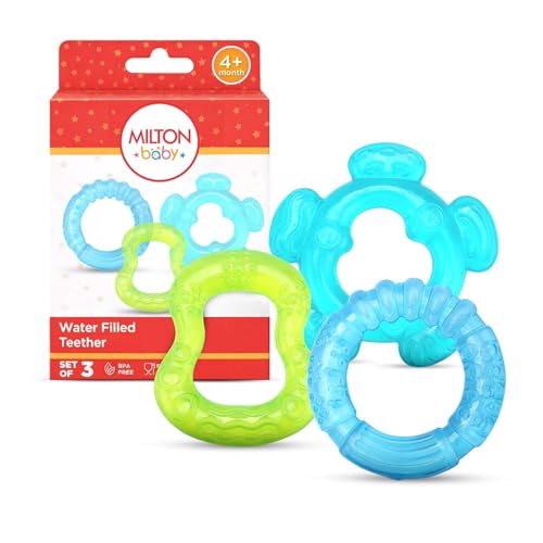 Image of Milton Baby Water Filled Teethers for 6 to 12 Months I ISI Certified I BPA Free Food Grade | 100% Purified Water Cooling Teething Relief | Easy Grip Gum Massage Texture | Set of 3