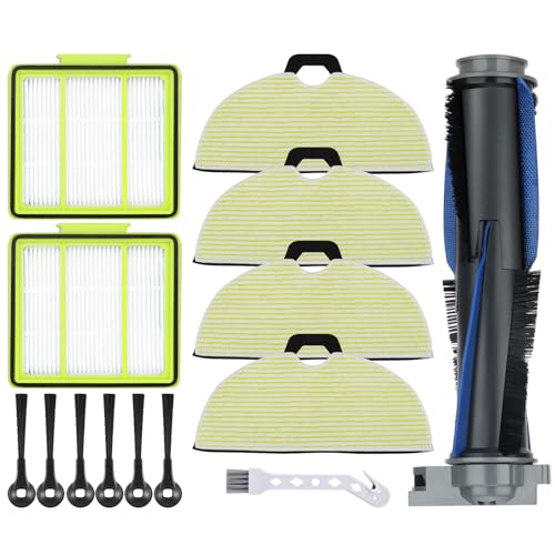 RV2000WD Replacement Parts for Shark RV2002WXUS RV2002WD RV2001DRUS RV2001WD AV2001WD Mop Brush Filter Kit with Shark AI Robot Vacuum Cleaner, 1 Brushroll, 2 Filters, 4 Mop Pads, 6 Side Brushes