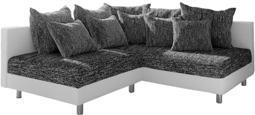 Canapé-Angle Clovis Blanc Noir Ottoman Droite canapé d'angle canapé modulaire