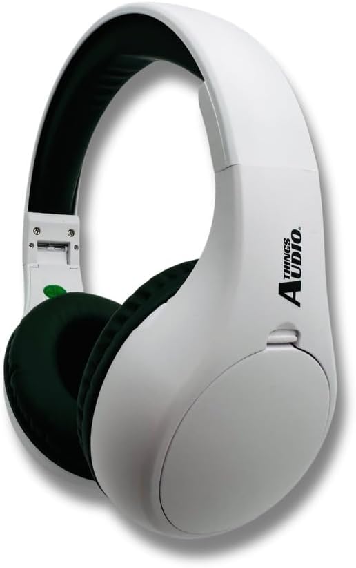 Portable Personal FM Radio Headphones, White & Army Green | Pull-out Antenna, Walking, Jogging, Relaxing, School, Talk Radio, Powered by 2AA Batteries
