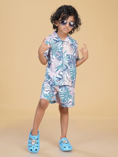 Image of Ninos Dreams Boys Cotton Rayon Coord Set with shorts /Holiday Shirt & Shorts