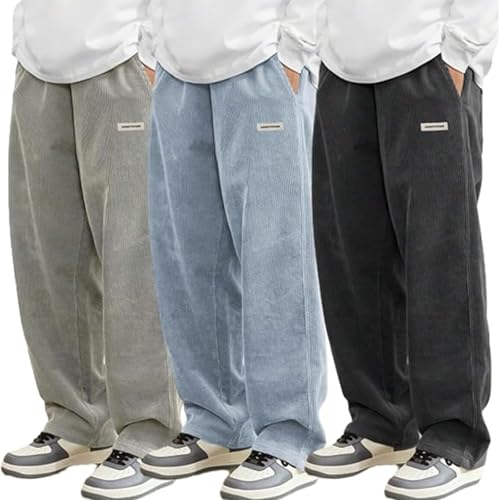 Mokaloha Mens Corduroy Pants, 2025 New Pacificozy Men's Fashion Vintage Sports Corduroy Fabric Logo Embroidered Trousers2