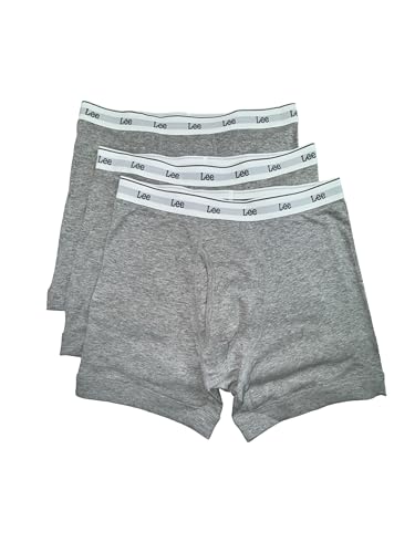 Lee Cotton Boxer Briefs, 3-Pack, 100% Cotton, Sizes Small-XX-Large, Classic Fit (US, Alpha, Large, Regular, Regular, Grey-Grey-Grey)