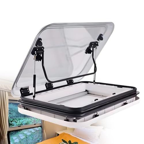 Ventana universal para autocaravana de 500 x 500 mm con red de insectos y parasol, ventilación de techo multiusos y cubierta de ventana lateral para furgonetas, caravanas, furgonetas
