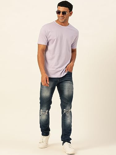 Image of Solid Soft Cloth Round Neck Cotton Relaxed Fit T Shirt