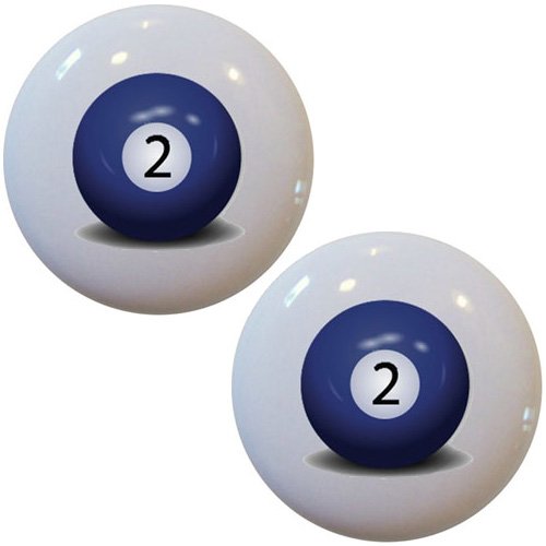 Set of 2 Billiards 2 Pool Ball Ceramic Cabinet Drawer Knobs