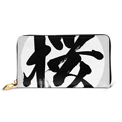 Preisvergleich Produktbild JHGFG Mode Handtasche Reißverschluss Brieftasche Japanische Kalligraphie Baum Telefon Clutch Geldbörse Abendkupplung Blockieren Leder Brieftasche Multi Card Organizer