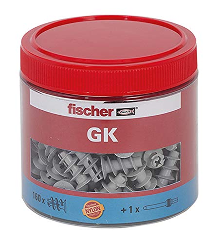 Preisvergleich Produktbild fischer 531028 Gipskartondübel GK Dose, starker Dübel, selbstschneidendes Gewinde, einfache Montage in Gipskarton, Kreuzschlitz-Antrieb, 160 Stück, Gray