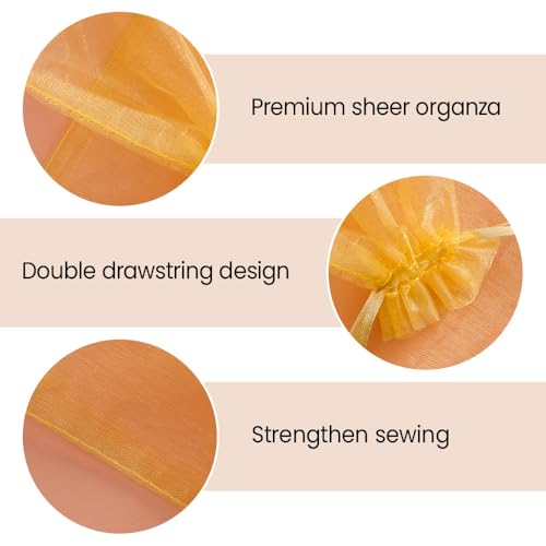 Image of Meowoo 100PCS Organza Bags, 8x12in Small Mesh Bags Drawstring, Mesh Gift Bags Drawstring for Jewelry, Candy, Christmas, Sachets, Festivals, Bathroom Soaps, Makeup Organza, Wrapping Supplies(gold)