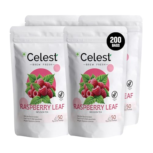 Image of Celest Raspberry Leaf - 50 Tea Bags (Pack of 4) | Red Raspberry Leaves for Women's Health Support | 200 Tea Bags