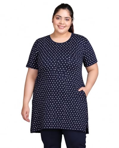 Image of In Love Women's All-Over Printed Cotton Plus Size Longline T-Shirt with Pockets