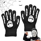 Kinder Totenkopf-Handschuhe, Halloween-Kinder-Fahrrad-Totenkopf-Handschuhe, Halloween-Skelett-Fäustlinge zum, Radfahren im Freien, Skifahren