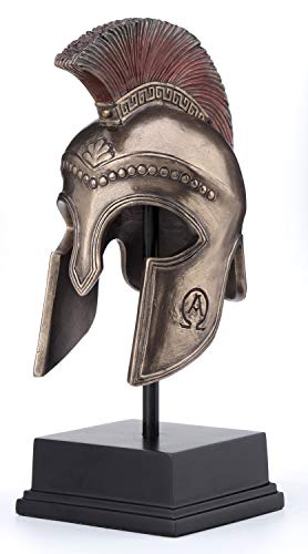 Veronese Design 8 1/4 Inch Spartan Hoplite Helmet Display Cold Cast Resin Bronze Finish Sculpture Tabletop Decoration
