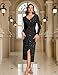 Bbonlinedress Women Sequin Cocktail Long Dress Wedding Guest Formal Glitter Sparkly Slit Wrap Prom Party Maxi Evening Gown Black M
