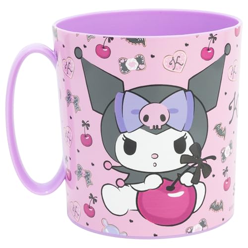 Taza infantil de plástico reutilizable para microondas de 390 ml de Kuromi