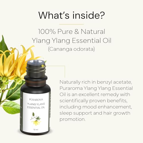 Image of Ylang Ylang Essential Oil 10ml | Pure & Therapeutic Grade | Promotes Hair Growth & Balances Sebum | Lifts Mood & Induces Sleep | Relieves Pain & Muscle Spasms | Ideal for Diffuser & DIY Blends