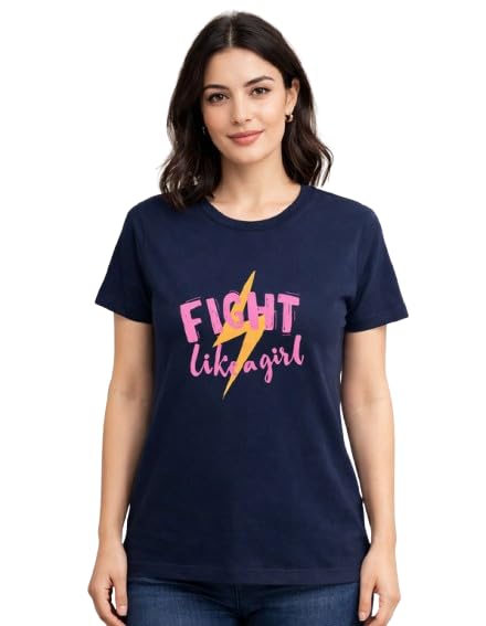 zenifit Women's Printed Regular Fit Crew-Neck Round Neck Activity T-Shirt │Size -XXXL │(Color - Cloud Burst)