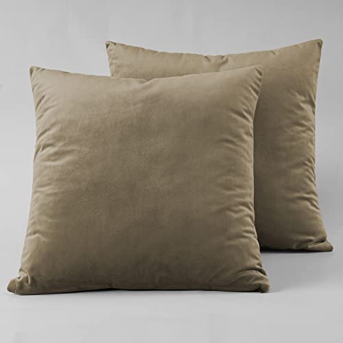 Image of HPD Half Price Drapes Cushion Cover 18 x 18 Heritage Plush Velvet - VPYC-190153-CC18PR - Pair, Museum Taupe