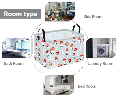 Image of Rectangular Christmas Basket Storage Bin Collapsible Nursery Hamper Book Shelf Basket Xmas Party Box