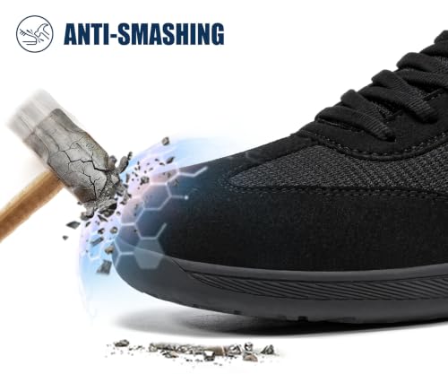 Image of LARNMERN Slip On Steel Toe Shoes Men Work Safety Barefoot Skate Sneakers