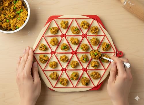 Image of Roventa Samosa Maker and Dumpling Press, Hexagonal Shape, Red