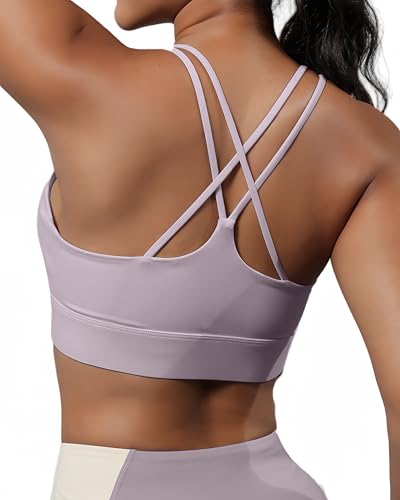 Image of Grace Form Sports Bra for Women Strappy Medium Support Push Up Padded Sports Bra for Running Workout Bra Yoga Bra