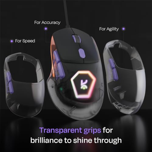Image of Kreo Pegasus 58 GMS Ultra Lightweight Wireless Gaming Mouse, Top PixArt Sensor, 6 Programmable Buttons, Bluetooth, 2.4GHz Connectivity Gaming Mouse, DPI Upto 26000, Software Included (Griphin)