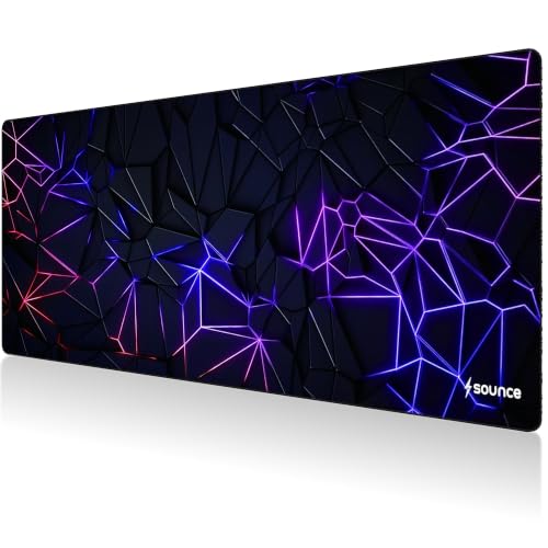 Image of Sounce 3D Design Gaming Mouse Pad 80 x 30 cm, Large Water-Resistant Desk Mat with Anti-Slip Rubber Base & Stitched Edges for Work from Home, Office, Laptop & PC (Matte Black)
