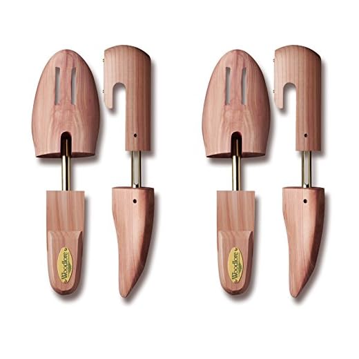 Woodlore Men’s Cedar Wood Shoe Trees (2 Pairs) Adjustable, Aromatic, USA Made (Large / 10.5-11.5, Cedar)