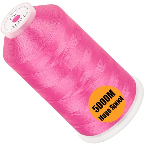 Image of New brothread - Single Huge Spool 5000M Each Polyester Embroidery Machine Thread 40WT for Commercial and Domestic Machines - Pink (Janome Color)