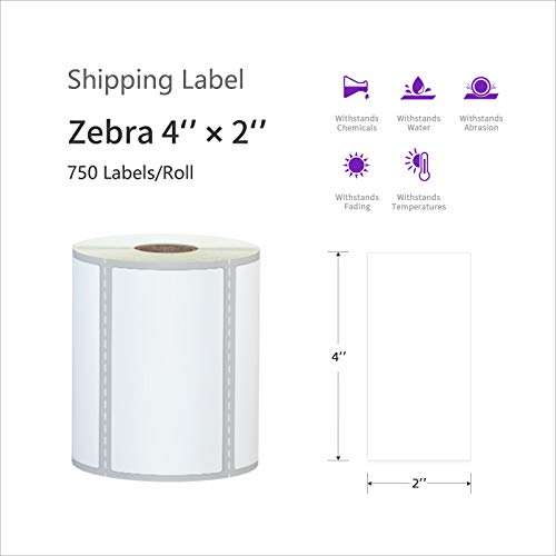 Avenemark 12 Rolls 4" X 2" Direct Thermal Labels For Barcodes Postage Address Shipping Labels Compatible With Rollo & Zebra Desktop Printers Adhesive - 750 Labels/Roll #TOP1