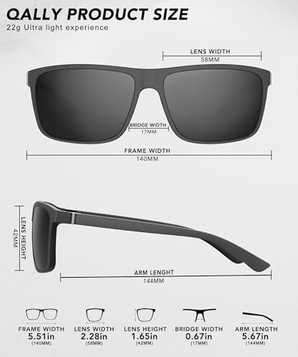 Image of Polarized Sunglasses for Men Rectangular Frame Men's Polarized Sunglasses Sports Sunglasses with UV400 Protection