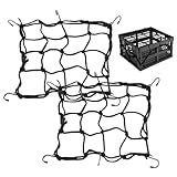 KEUYE milk crate lid Milk Crate Lid,High Elastic Stretchable Milk Crate Lid Only, 11.8''*11.8'' Stretching to 23''*23'' with 6 Adjustable Hooks,2PCS, black