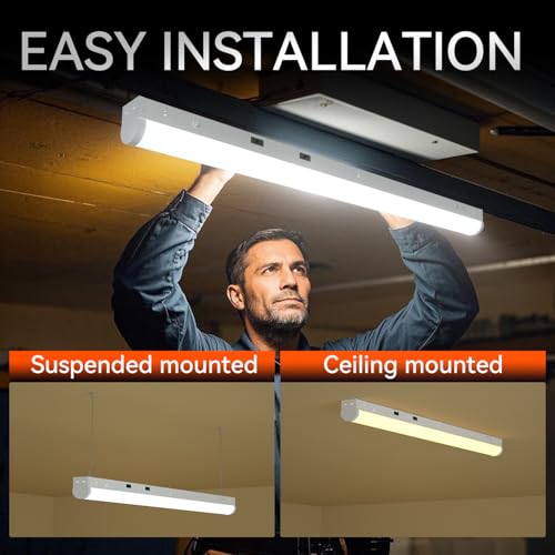 4FT LED Shop Light, 5 Power(30W-70W)& 6CCT(3000K-6500K) All in 1, 4 Foot Linear Lights Fixture, Up to 10500 LM Super Bright & Energy Save, LED Shop Lights for Workshop 4FT, DLC ETL Listed (6 PCS) by SEMSMOKS - Used condition - Image 4