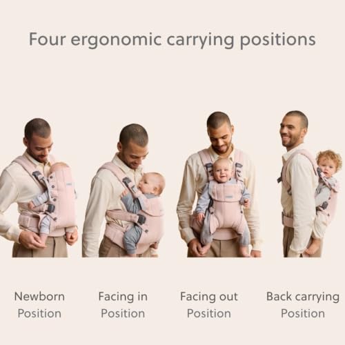 Image of BabyBjorn Baby Carrier Harmony, Light Pink, Woven Melange | 3-in-1 Ergonomic Baby Carrier; Newborn, Facing-in, Outward-Facing, and Back Carrying Positions Supported (7-40 lbs), Newborn to Toddler