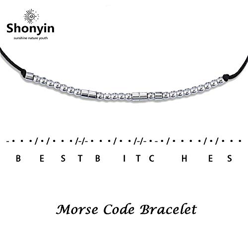 Shonyin Morse Code Bracelet Best Friend Bracelet Set Friendship Jewelry Gift For 2 Sister Girl Women Men #TOP1