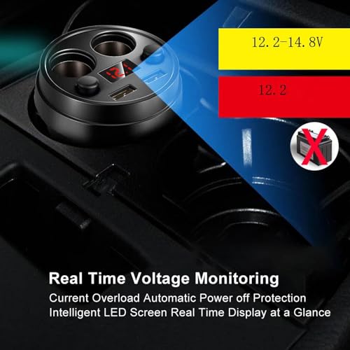 Yosoo Health Gear Rozdzielacz Zapalniczki Samochodowej, Podwójna ładowarka USB 12/24V Uchwyt na Kubek Zapalniczki Wielofunkcyjna Zapalniczka do Telefonu Tablet PC