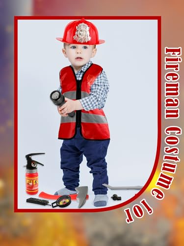 Set disfraz de bombero para niños 11 piezas miniatura 5