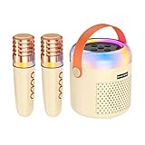 Kleine Karaoke Maschine | Reiselautsprecher Musikplayer mit LED Beleuchtung,Tragbarer Karaoke-Lautsprecher mit Mikrofon - Für Camping Reisen Zuhause Gesangsübung Klassenzimmer Geburtstag Weihnachtsfei