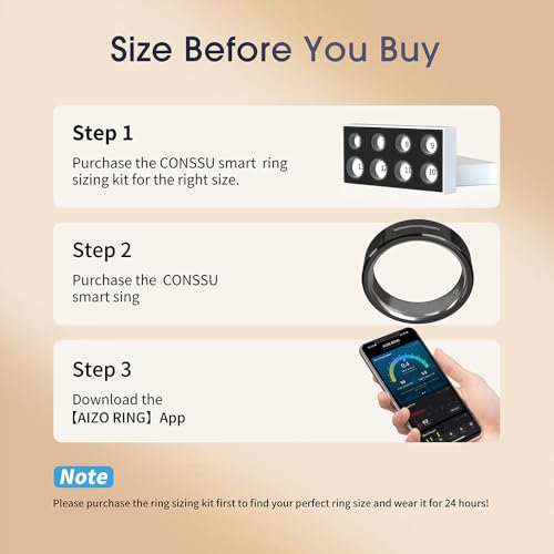 Image of CONSSU Ring Sizing Kit - Size First Before You Buy - Choose from 8 Sizes - Sizes 6 to 13 - Find The Perfect Smart Ring Size