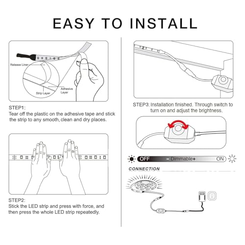 DAYBETTER White LED Strip Light, 20 ft Dimmable Bright Rope Lighting, 6500K 24V Strips, 360 LEDs 2835 Tape Lights for Bedroom, Kitchen, Mirror, Home Decoration(1 Roll)