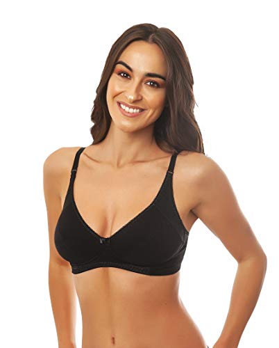 Istintiva Federica - Sujetador sin Aros en algodón y Microfibra con alas bajo el Pecho de Alto Confort - Copas Blandas no Acolchadas - Negro 95C