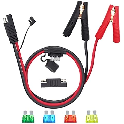 Billion wealth 10AWG Battery Alligator Clips to SAE Quick Release Adapter Connectors Extension Charging Cable Compatible with Cars Motorcycles (2 Feet) Cover