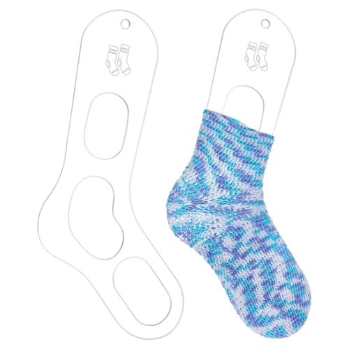 BENECREAT 2Pcs Acrylic Sock Blockers Clear Knitting Sock Ruler Stocking Blockers Socking Stretchers for Handmade Knitting & Crochet Stocking Knitters 3mm Thick